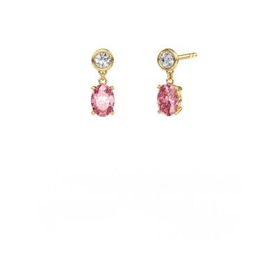 Drop earrings Lacey OVL 585 gold pink lab grown diamond 7x5 mm
