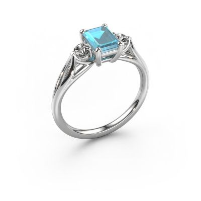 Engagement ring Amie EME 950 platinum blue topaz 7x5 mm