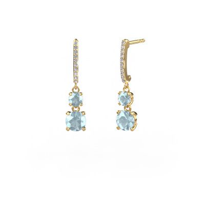 Drop earrings Tanja 2 585 gold aquamarine 4.2 mm