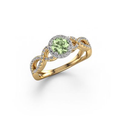 Engagement ring Dionne rnd 585 gold green lab grown diamond 5 mm