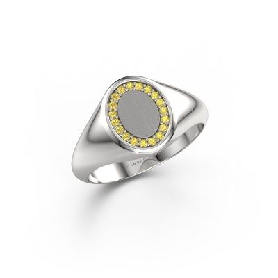 Chevalière Rosy Oval 1 585 or blanc saphir jaune 1.2 mm