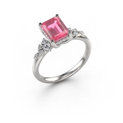 Engagement ring Emma EME 950 platinum pink sapphire 8x6 mm