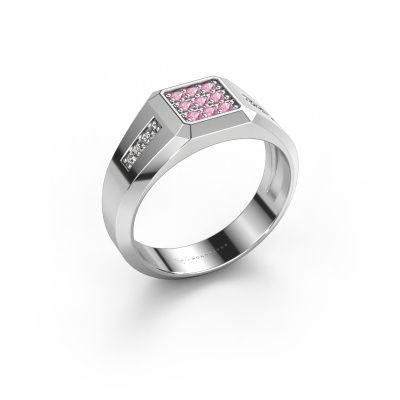 Pinky ring Bas 585 white gold pink sapphire 1.7 mm