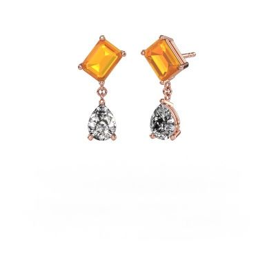 Boucles d'oreilles Toi et Moi EME PER 585 or rose citrine 8x6 mm