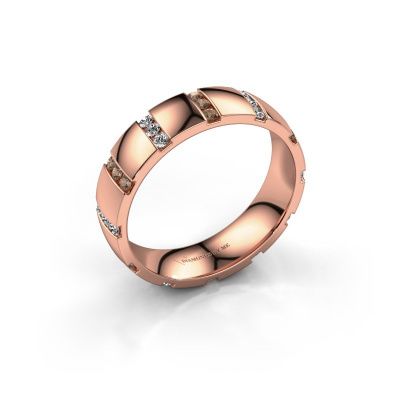 Huwelijksring Juul 585 rosé goud bruine diamant ±5x1.8 mm