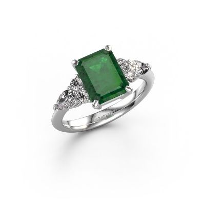 Promise ring Melani EME 950 platina smaragd 9x7 mm