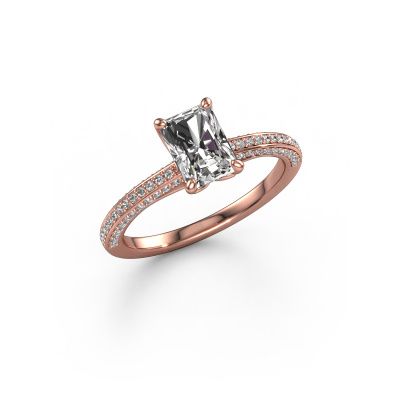 Engagement ring Elenore rad 585 rose gold custom diamond 7x5 mm