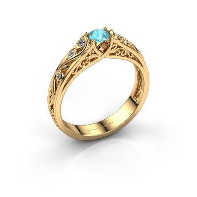 Ring Quinty 585 Gold Blau Topas 4.7 mm