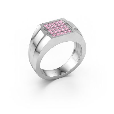 Men's ring Job 585 white gold pink sapphire 1.5 mm