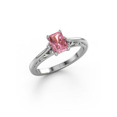 Engagement ring Shannon rad 585 white gold pink lab grown diamond 6.5x4.5 mm