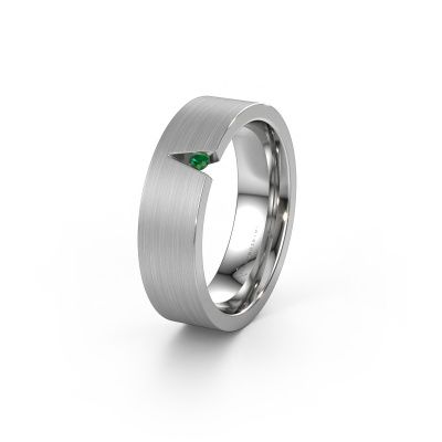 Wedding ring WH2023L 585 white gold emerald ±0.24x0.08 in