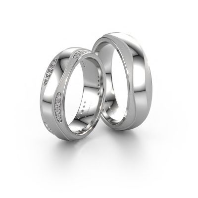 Wedding rings set WH2062LM26CM ±0.24x0.09in 14 Carat white gold diamond 0.008 crt