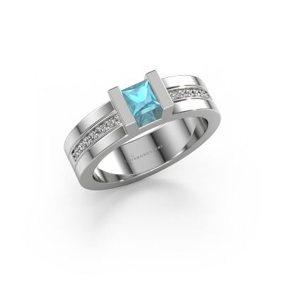 Engagement ring Desire 585 white gold blue topaz 4 mm