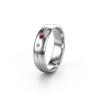 Bague d'amitié WH0907L35X 585 or blanc rhodolite ±5x1.4 mm