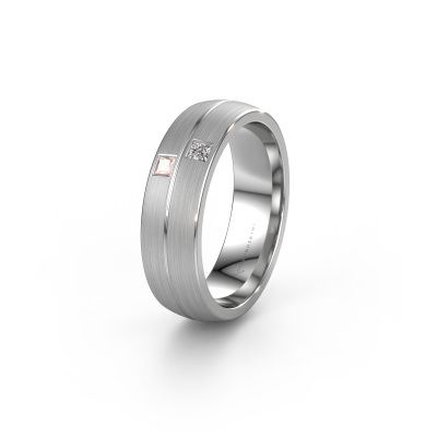 Wedding ring WH0250L26BM 585 white gold morganite champagne ±0.24x0.08 in