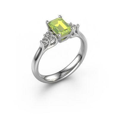 Engagement ring Monika EME 585 white gold peridot 7x5 mm