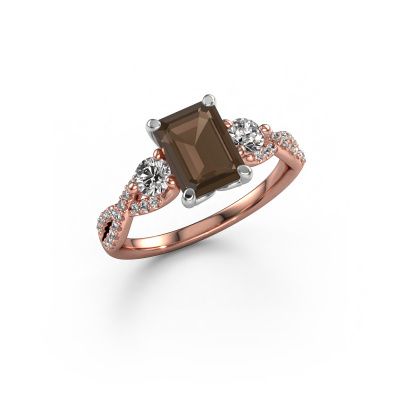 Verlobungsring Marilou EME 585 Roségold Rauchquarz 8x6 mm