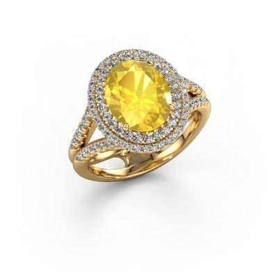 Verlobungsring Elvie 585 Gold Gelb Saphir 10x8 mm