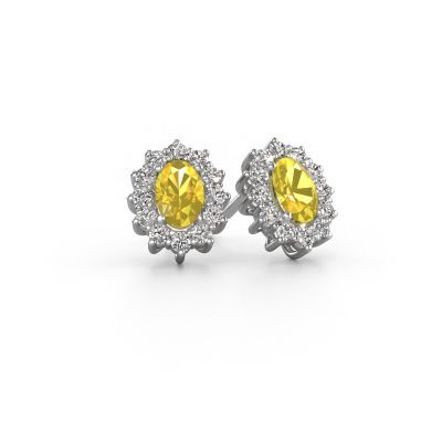 Boucles d'oreilles Margien 950 platine saphir jaune 6x4 mm