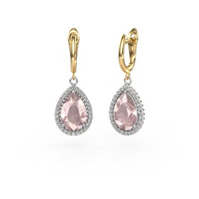 Drop earrings Tilly per 3 585 white gold morganite champagne 12x8 mm