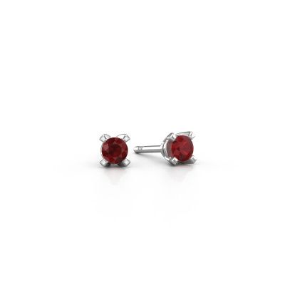 Clous d'oreilles Isa 950 platine rubis 5 mm