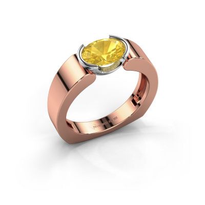 Ring Tonya 585 rosé goud gele saffier 8x6 mm