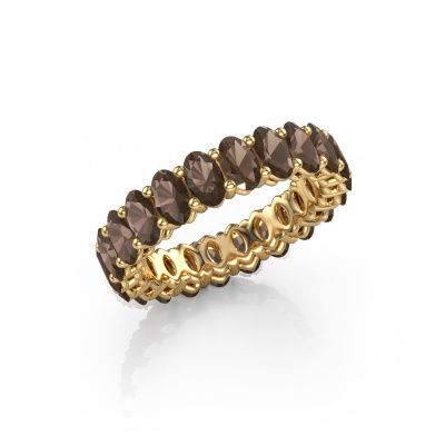 Stackable ring Heddy OVL 3x5 585 gold smokey quartz 5x3 mm