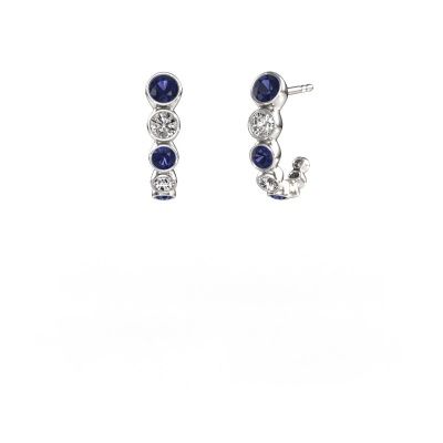 Clous d'oreilles Suzie 585 or blanc saphir 3.8 mm