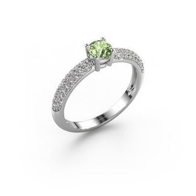 Ring Marjan 585 white gold green lab grown diamond 4.2 mm