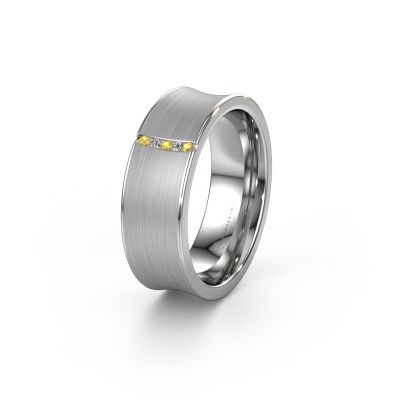Wedding ring WH2021B 585 white gold yellow sapphire ±0.28x0.08 in