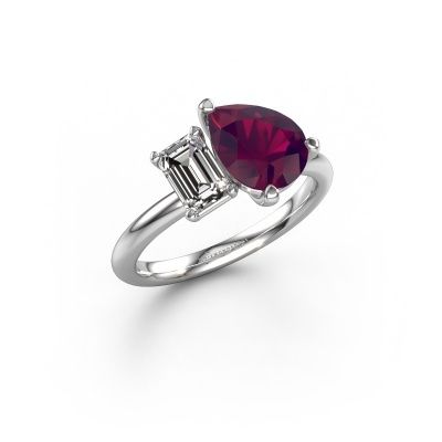 Engagement ring Toi et Moi PER-EME 950 platinum rhodolite 9x7 mm