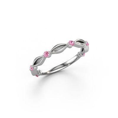 Stackable ring Shalon 585 white gold pink sapphire 1.8 mm
