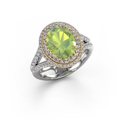 Engagement ring Elvie 585 white gold peridot 10x8 mm