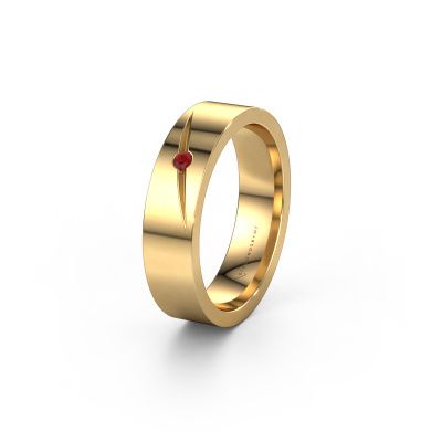 Wedding ring WH0170L15A 585 gold ruby ±0.20x0.07 in