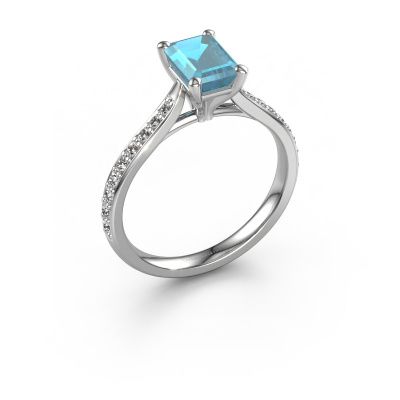 Verlobungsring Mignon eme 2 950 Platin Blau Topas 7x5 mm