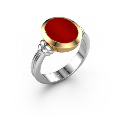 Signet ring Brenda 2 585 white gold carnelian 12x10 mm