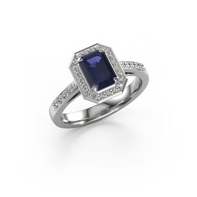 Engagement ring Dodie 2 eme 585 white gold sapphire 7x5 mm