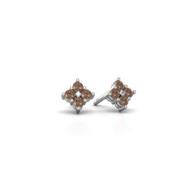 Stud earrings Maryetta 950 platinum brown diamond 0.24 crt