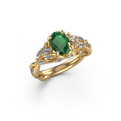 Engagement ring Samantha OVL 585 gold emerald 7,5x5,5 mm