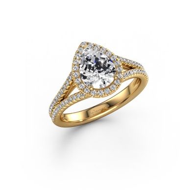 Engagement ring Verla pear 2 585 gold lab grown diamond 1.387 crt