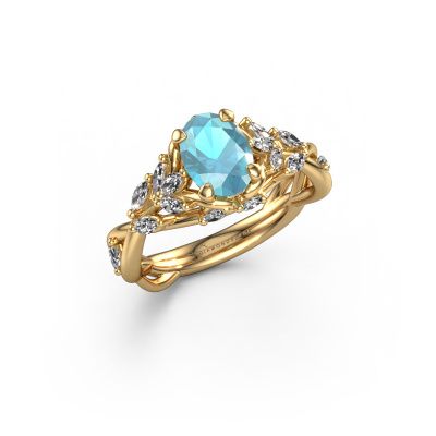 Engagement ring Samantha OVL 585 gold blue topaz 7,5x5,5 mm