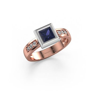 Ring Charlotte Square 585 rosé goud saffier 5 mm
