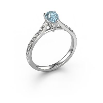 Engagement ring Mignon per 2 950 platinum blue lab grown diamond 6.5x4.5 mm