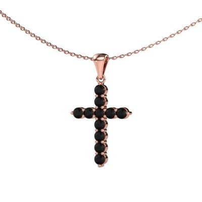 Pendant Cross 585 rose gold black diamond 0.792 crt