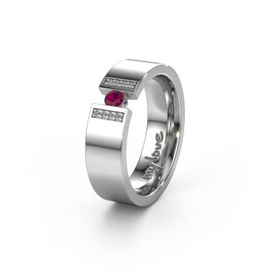 Wedding ring WH2096L16C 585 white gold ±0.24x0.09in rhodolite