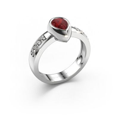 Ring Charlotte Pear 585 white gold ruby 8x5 mm