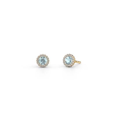 Boucles d'oreilles Queen 585 or jaune aigue-marine 4.2 mm