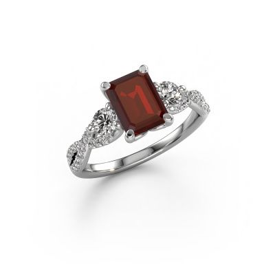 Verlovingsring Marilou EME 585 witgoud granaat 8x6 mm