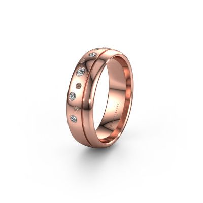 Wedding ring WH0317L36AP 585 rose gold brown diamond ±0.24x0.07 in