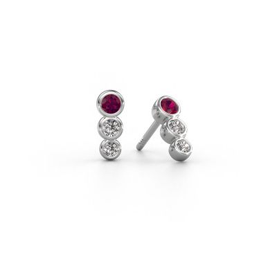 Boucles d'oreilles Felica 585 or blanc rhodolite 2.7 mm